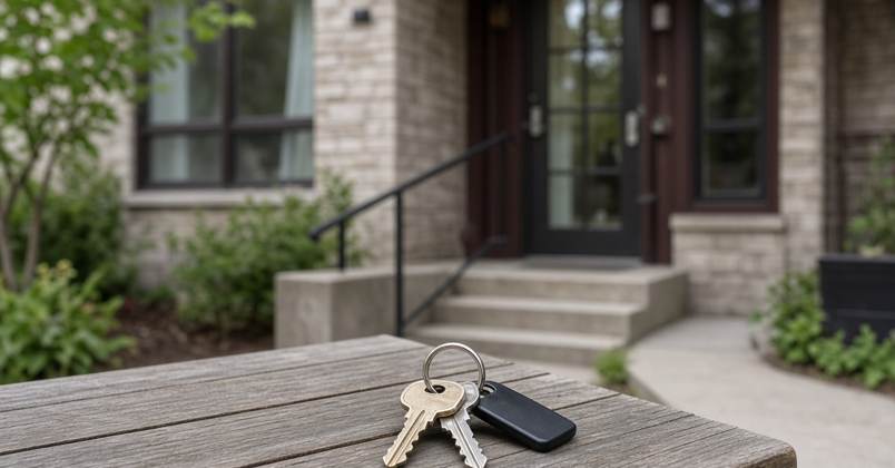 House keys at a doorway